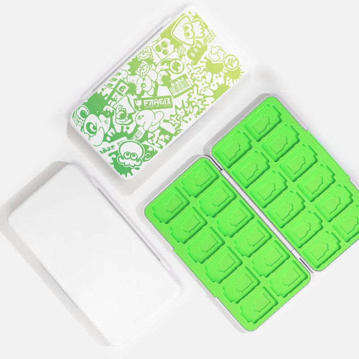 Splatoon Switch Game Holder with Slots: black, white cartoon characters and doodle-style graphics, cartoon, graffiti/doodle