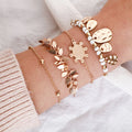Stackable Bracelet Set, Liala Collection (4 Pieces): gold, white layered gold-tone necklace set, bohemian layered jewelry sty