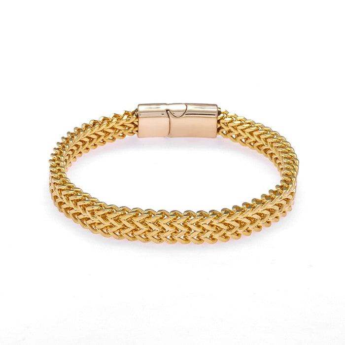 Stainless Steel Braided Bracelet with Plated Finish: silver chain-link bracelet, bold minimal style