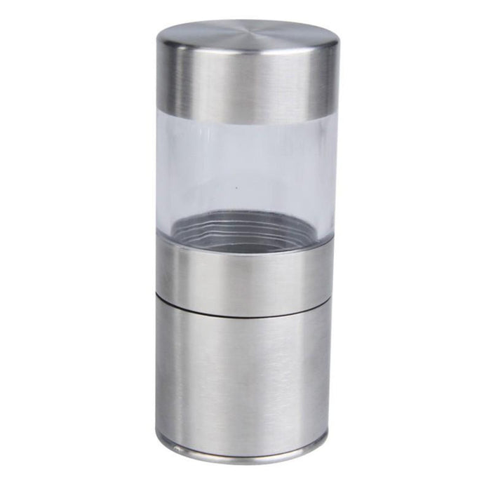 Stainless Steel Manual Salt and Pepper Grinder Set (2 Containers) with Premium Quality: silver, transparent cylindrical conta