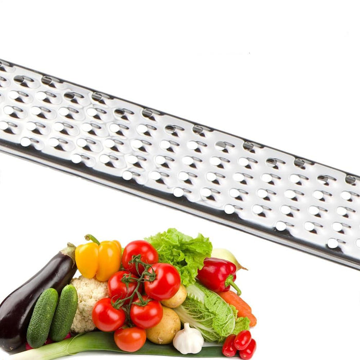 Stainless Steel Multi-Purpose Fruit and Cheese Peeler: silver, black handheld grater/zester, minimal kitchen utensil product