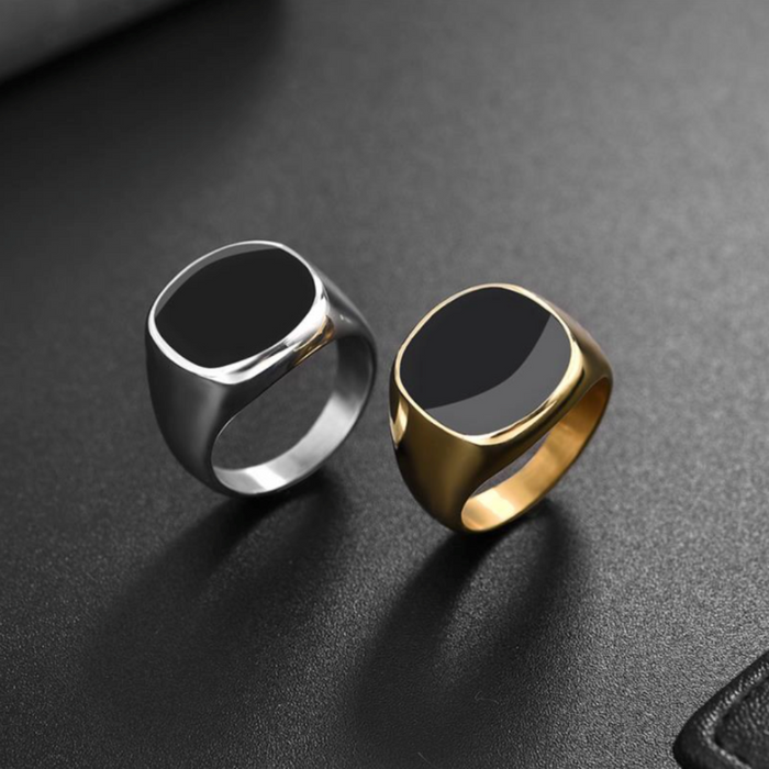 Stainless Steel Signet Ring for Men: silver, gold rings, minimal style