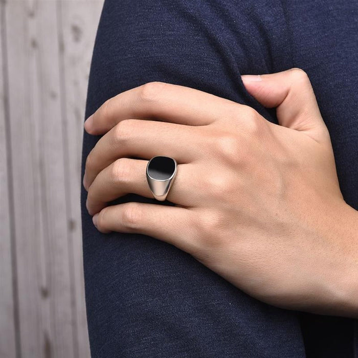 Stainless Steel Signet Ring for Men: silver, gold rings, minimal style