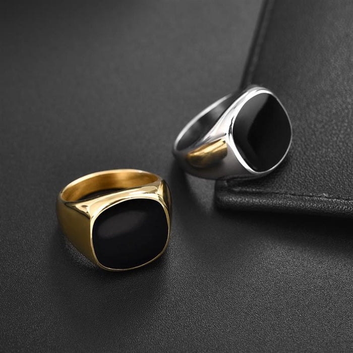 Stainless Steel Signet Ring for Men: silver, gold rings, minimal style