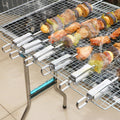 Stainless Steel Skewers for Grilling, Set of 6 Pieces: orange-brown, golden brown grilled meat and vegetable kebabs, realisti
