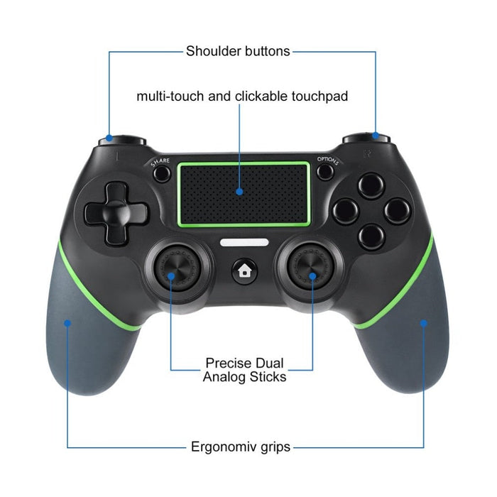 Stealth Ninja Gaming Controller, Alpha 1: Wireless Bluetooth Dual Shock: black, red game controller, modern gaming style