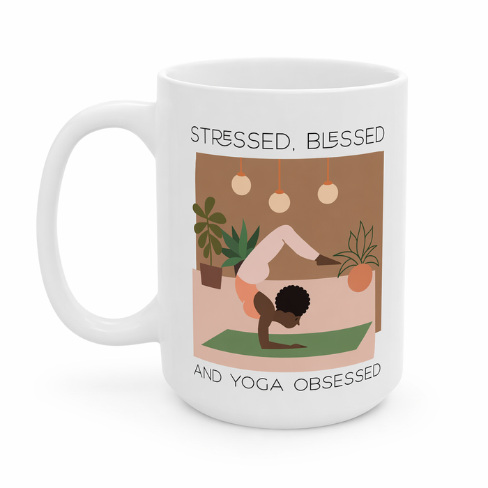 Stress-free, Blissful and Yoga Devoted Mug Default