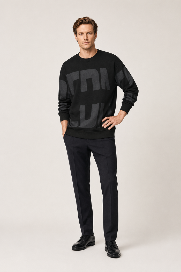Stylish Logo Sweatshirt for Men in 3 Color Options Black
