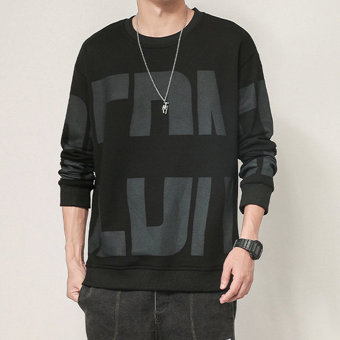 Stylish Logo Sweatshirt for Men in 3 Color Options: black, dark gray long-sleeve crewneck sweatshirt, minimal streetwear styl