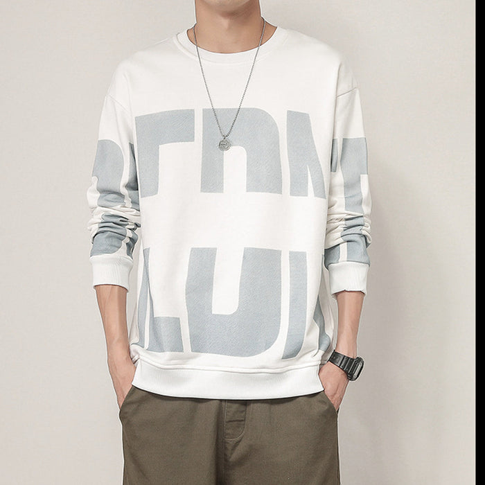 Stylish Logo Sweatshirt for Men in 3 Color Options: black, dark gray long-sleeve crewneck sweatshirt, minimal streetwear styl