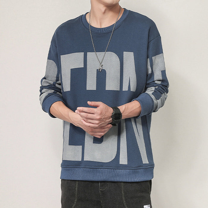 Stylish Logo Sweatshirt for Men in 3 Color Options: black, dark gray long-sleeve crewneck sweatshirt, minimal streetwear styl