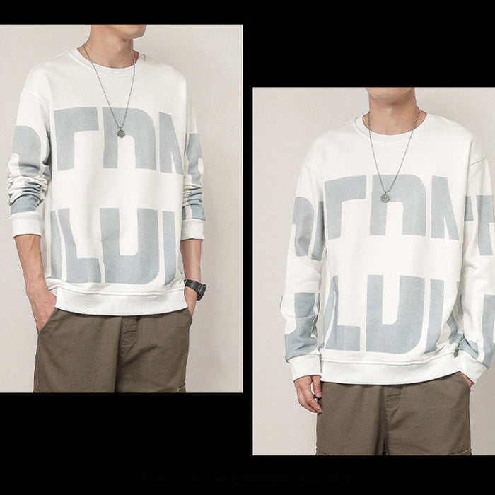 Stylish Logo Sweatshirt for Men in 3 Color Options: black, dark gray long-sleeve crewneck sweatshirt, minimal streetwear styl