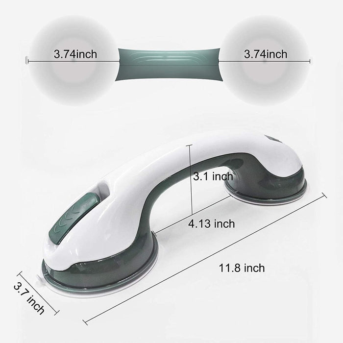 Suction Grip Shower Handle with Non-Slip Feature: white, dark gray bathroom suction grab handle, minimal style