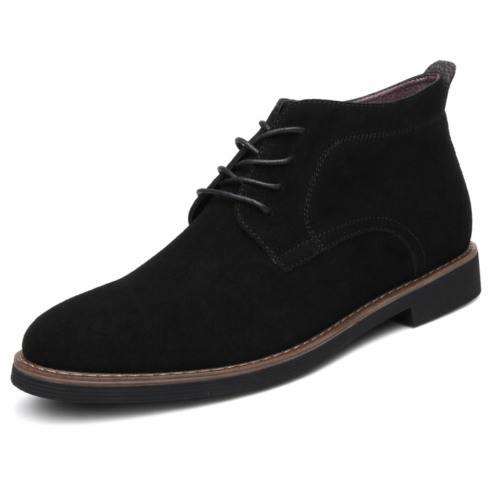 Suede Lace-up Ankle Boots for Men's Casual Wear Black