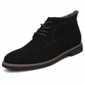 Suede Lace-up Ankle Boots for Men's Casual Wear Black