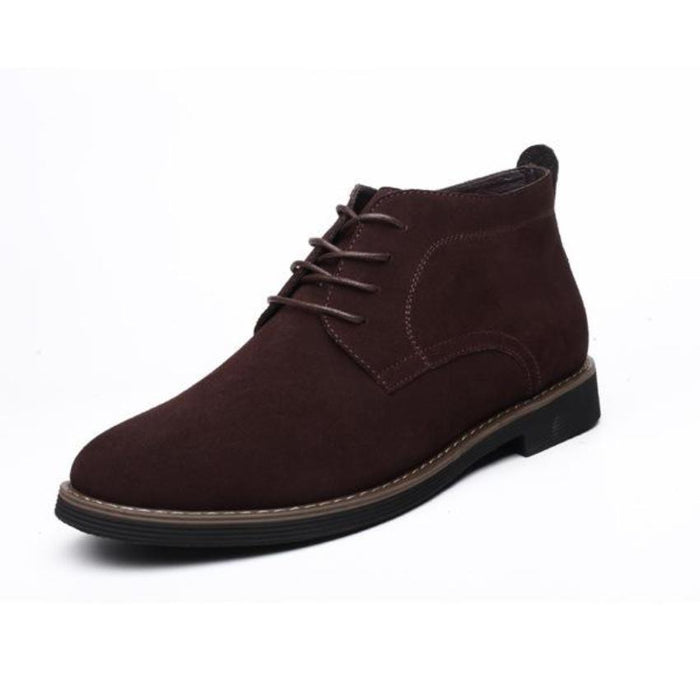 Suede Lace-up Ankle Boots for Men's Casual Wear: dark brown, black ankle boot, minimal casual dress boot style
