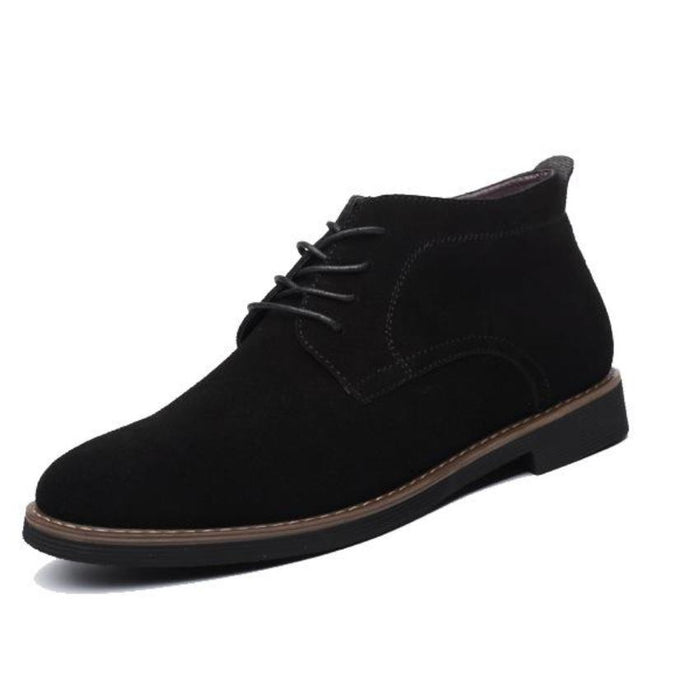 Suede Lace-up Ankle Boots for Men's Casual Wear: dark brown, black ankle boot, minimal casual dress boot style