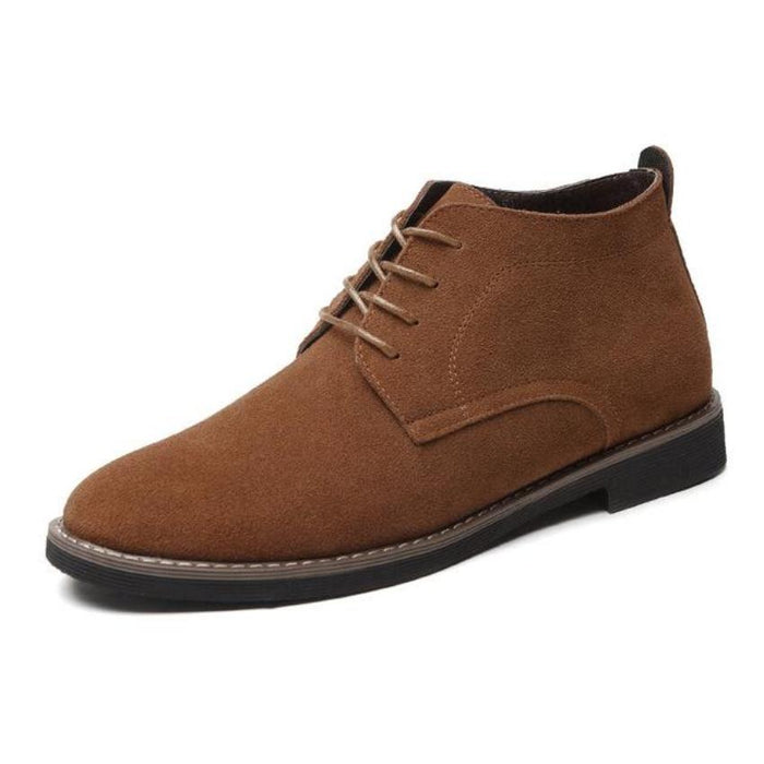 Suede Lace-up Ankle Boots for Men's Casual Wear: dark brown, black ankle boot, minimal casual dress boot style