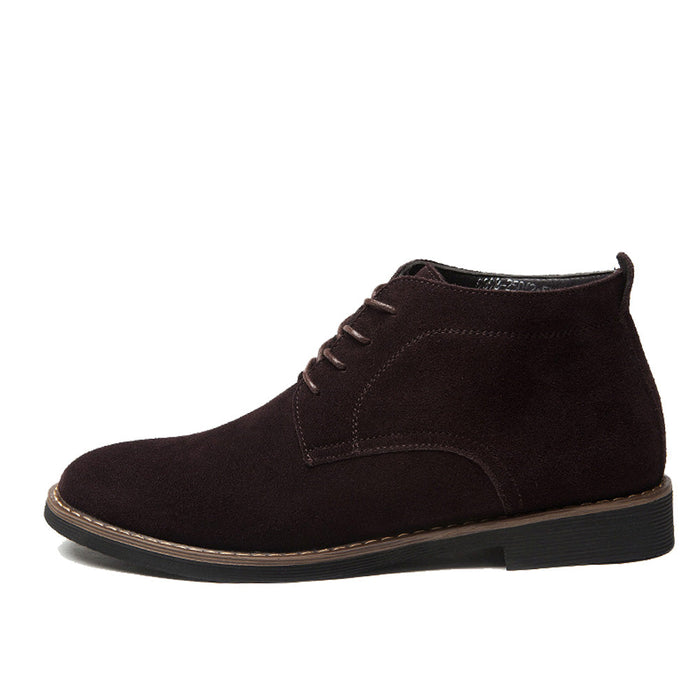 Suede Lace-up Ankle Boots for Men's Casual Wear: dark brown, black ankle boot, minimal casual dress boot style