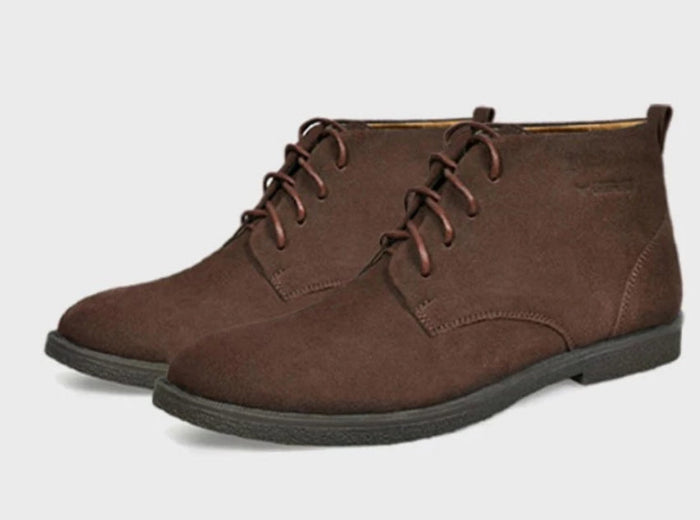 Suede Lace-up Ankle Boots for Men's Casual Wear: dark brown, black ankle boot, minimal casual dress boot style