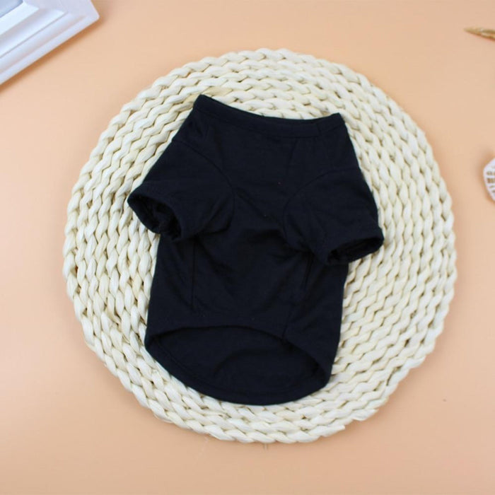 Summer Shirt for Puppies and Kittens: black, light blue dog, playful graphic style