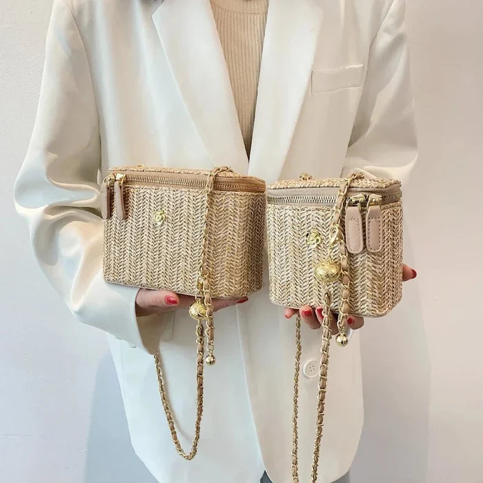 Summer Straw Bucket Bag for Women: Embrace the Season in Style!: beige, tan handbags, boho chic style