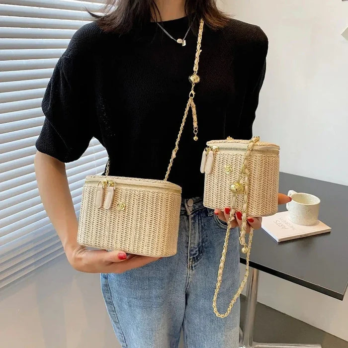 Summer Straw Bucket Bag for Women: Embrace the Season in Style!: beige, tan handbags, boho chic style