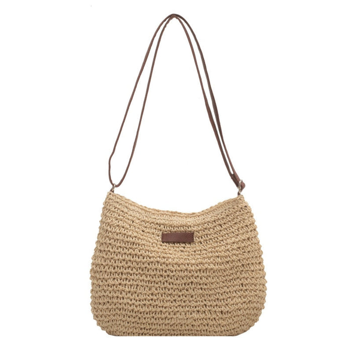 Summer Straw Shoulder Bag for a Relaxed Look: beige, brown shoulder bag, casual minimalist boho style