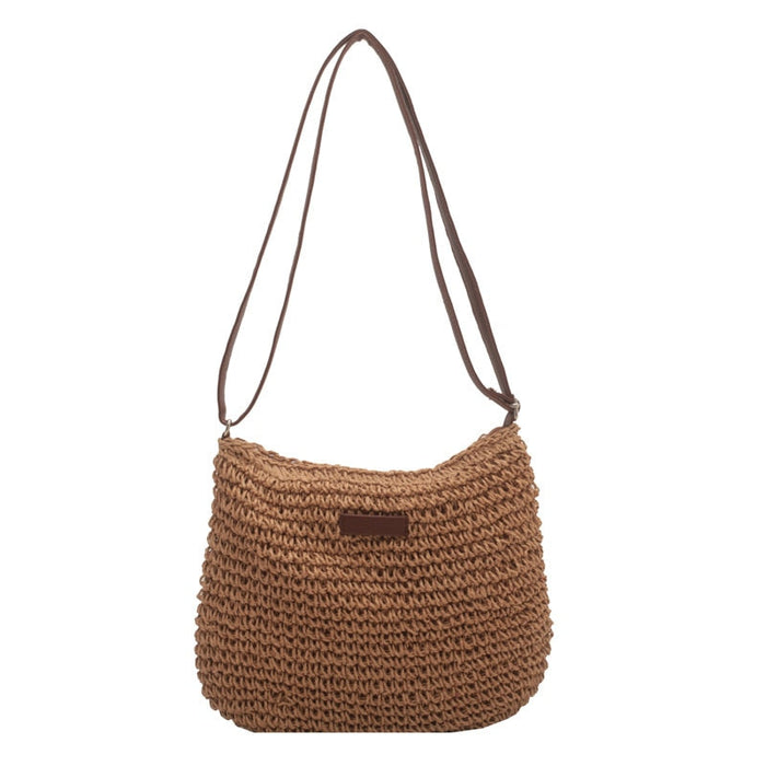 Summer Straw Shoulder Bag for a Relaxed Look: beige, brown shoulder bag, casual minimalist boho style
