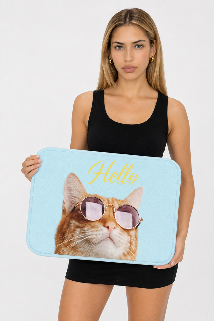 Sunglasses-Wearing Cat Bath Mat Default