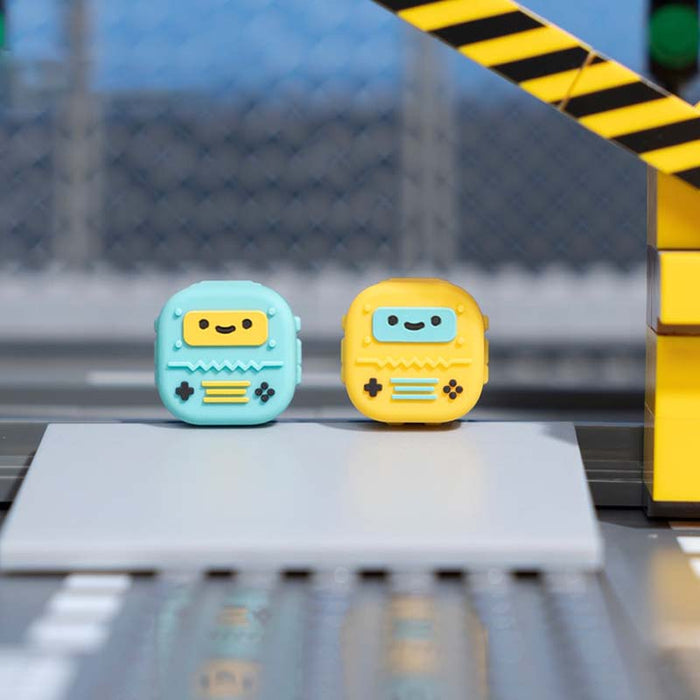 Switch Robot Thumb Grips for Gamers: mint green, teal handheld game controller with detachable side controllers, kawaii carto