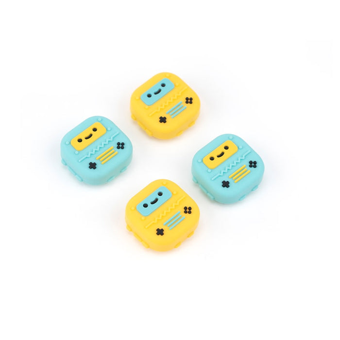 Switch Robot Thumb Grips for Gamers: mint green, teal handheld game controller with detachable side controllers, kawaii carto