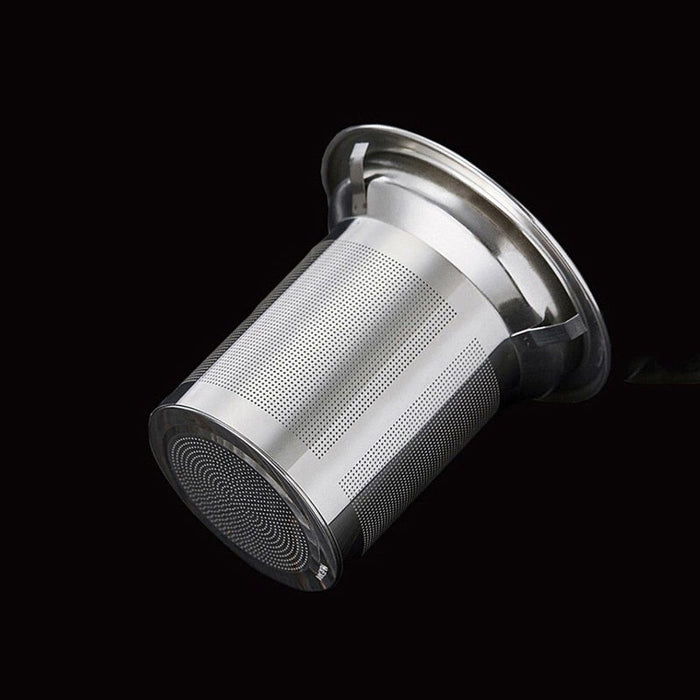 Tea Pot with Stainless Steel Strainer for Brewing Hot Beverages: silver, gray perforated metal filter basket, functional indu