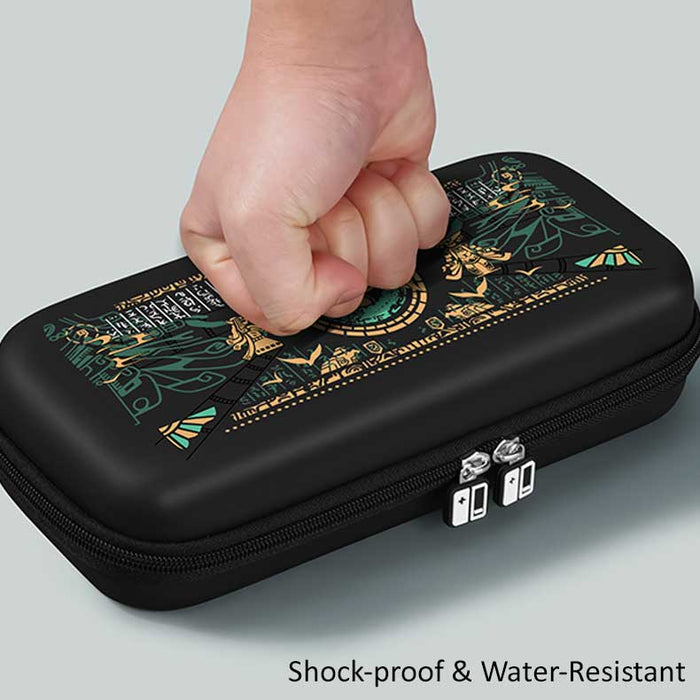 Tears of the Kingdom Switch Carrying Case: black, dark green The Legend of Zelda-themed imagery, game-themed decorative style