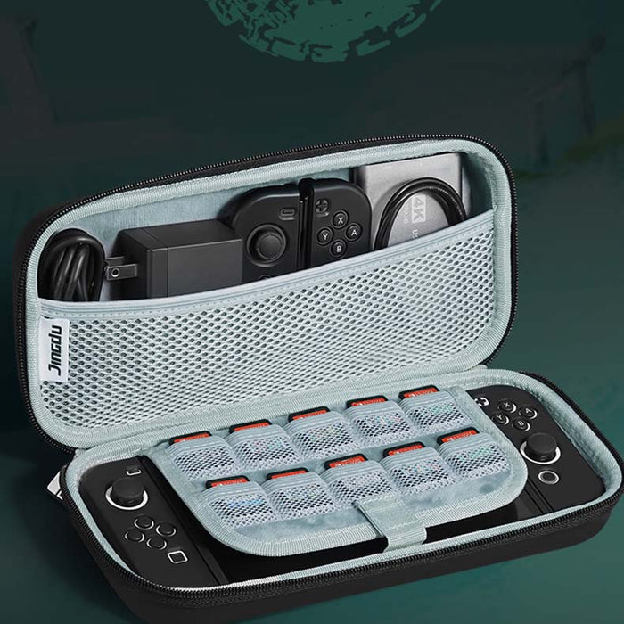 Tears of the Kingdom Switch Carrying Case: black, dark green The Legend of Zelda-themed imagery, game-themed decorative style