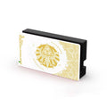 Tears of the Kingdom Switch Case: white, gold stylized lion emblem, minimal geometric style