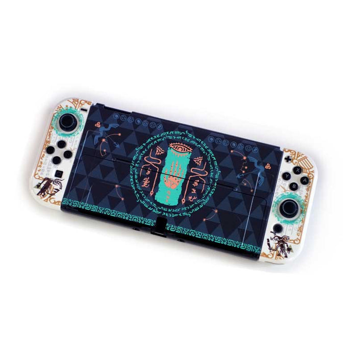 Tears of the Kingdom Switch Case: black, navy blue Egyptian-themed design with an eye motif and stylized figure, graphic, Egy