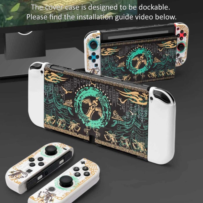 Tears of the Kingdom Switch Case: black, navy blue Egyptian-themed design with an eye motif and stylized figure, graphic, Egy