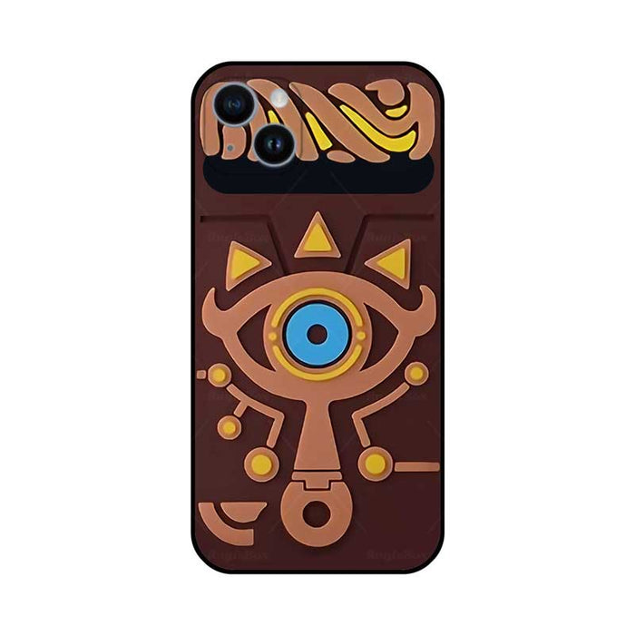 Tears of the Kingdom Zelda Phone Cases: dark brown, black stylized one-eyed cat/creature motif, cartoon, graphic, whimsical s