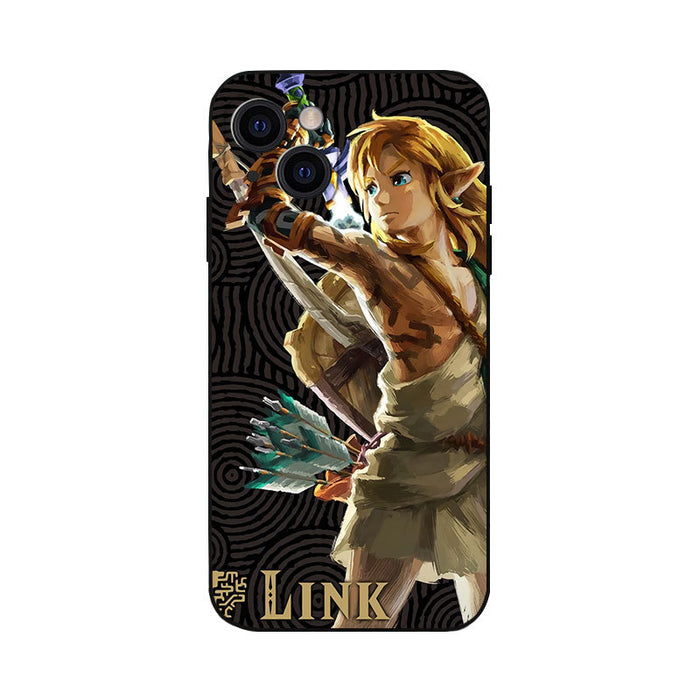 Tears of the Kingdom Zelda Phone Cases: dark brown, black stylized one-eyed cat/creature motif, cartoon, graphic, whimsical s
