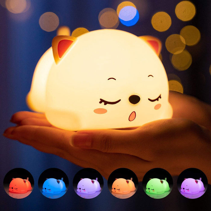 The Big Bear Silicone Toy Lamp: warm yellow, orange cat character, kawaii cartoon style