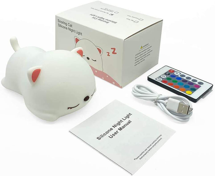 The Big Bear Silicone Toy Lamp: warm yellow, orange cat character, kawaii cartoon style