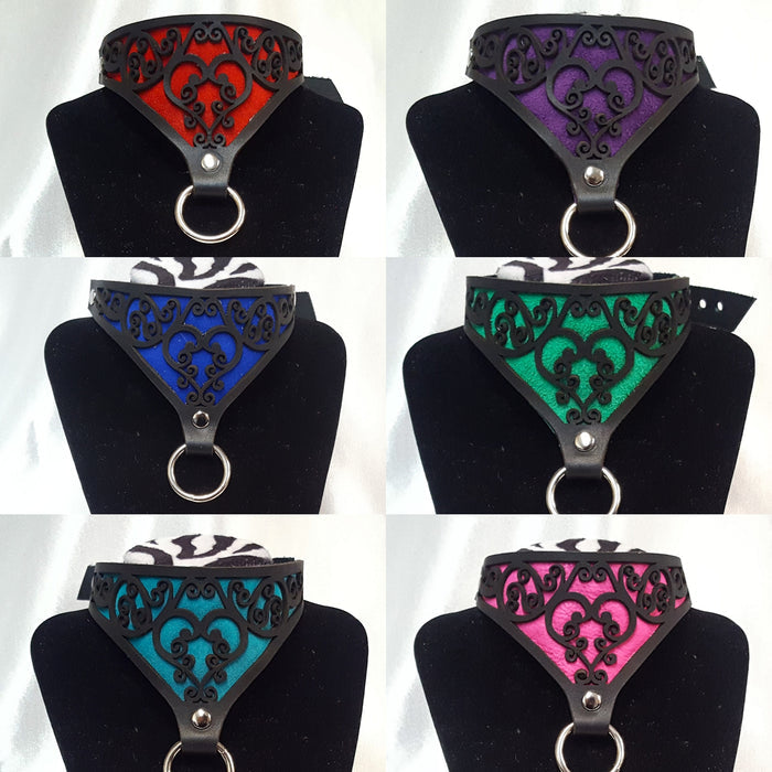 The Leather Heart Collar, wrist and ankle cuffs- Custom