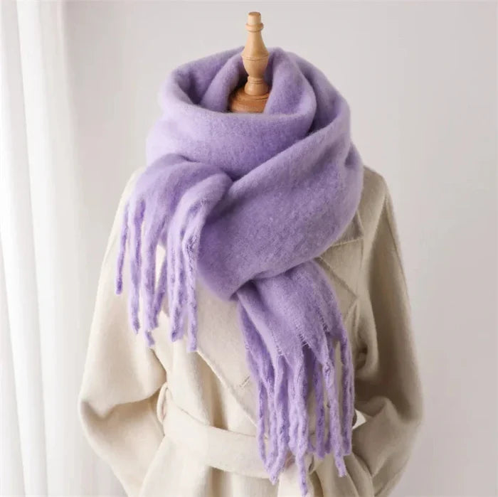 Thick and Cozy Wrap Scarf: lavender purple scarf, minimal style