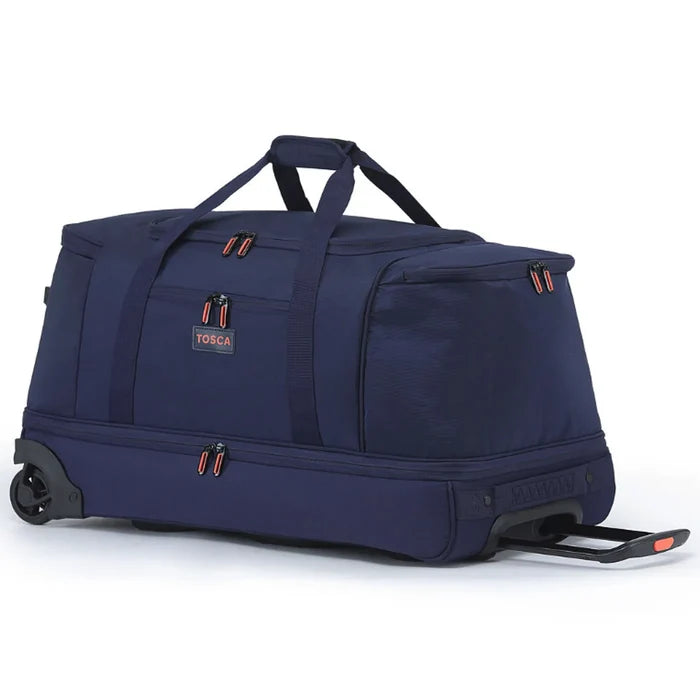 Tosca 70 cm Split Compartment Wheeled Duffle Bag - Navy / Orange