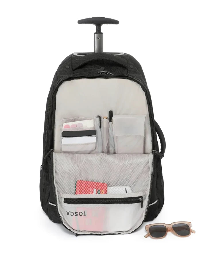 Tosca So Lite Onboard Trolley Backpack - Black - pockets