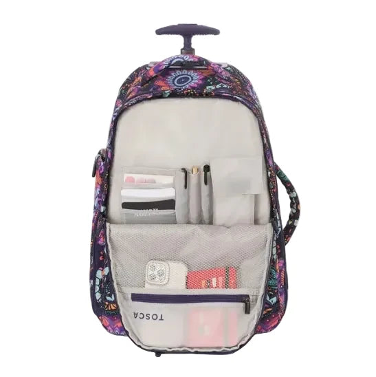 Tosca Paisley Wheel Backpack - open