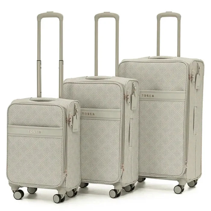 Tosca Willow Suitcase Set of 3 - Vanilla (Carry-on Medium and Large)
