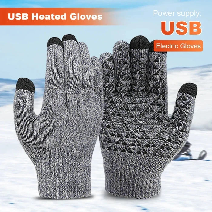 Touchscreen Knit Gloves for Men with Heating Feature: black USB heated gloves, functional winter accessory style