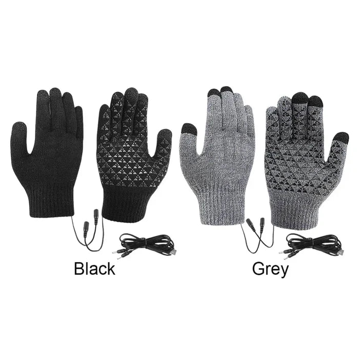 Touchscreen Knit Gloves for Men with Heating Feature: black USB heated gloves, functional winter accessory style